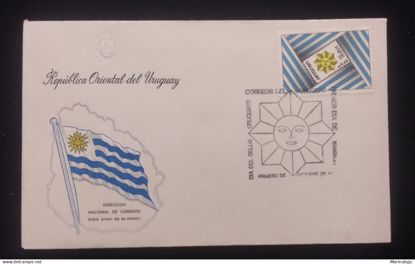 D)1977, URUGUAY, FIRST DAY COVER, ISSUE, POST OFFICE AND PHILATELY/STAMP DAY, FDC - Uruguay