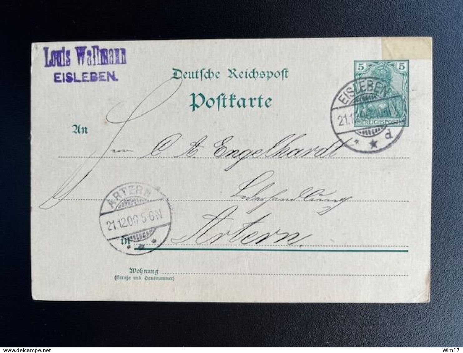 GERMANY 1900 POSTCARD EISLEBEN TO ARTERN 21-12-1900 DUITSLAND DEUTSCHLAND - Cartes Postales