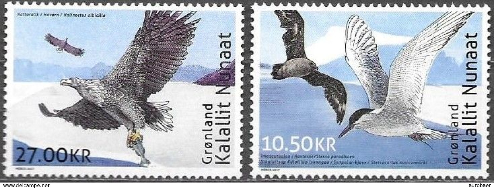 Denmark Greenland Grönland 2017 Birds Arctic Antarctic Michel 765-66 ** MNH Neuf Postfrisch - Unused Stamps