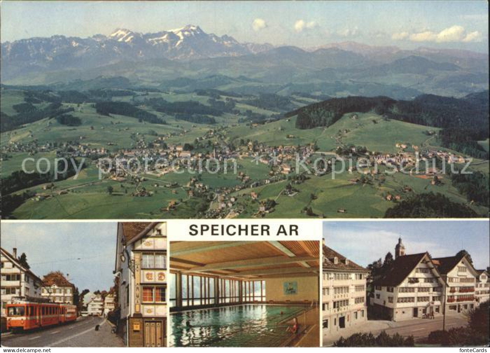 12221500 Speicher AR Strassenbahn Hallenbad Panorama Appenzellerland Alpen Speic - Sonstige & Ohne Zuordnung