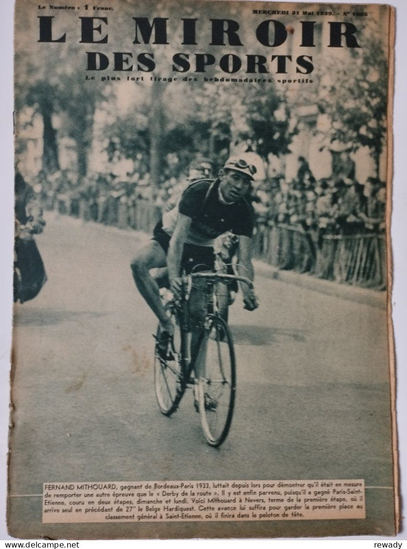 Le Miroir Des Sports - 31 Mai 1939 (N. 1065 - Altri & Non Classificati