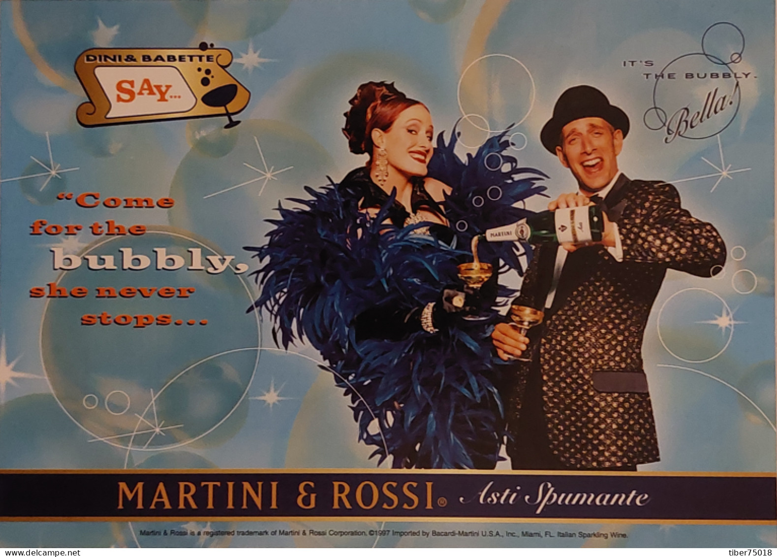 Carte Postale (Tower Records) Martini & Rossi (Asti Spumante - Boisson, Alcool) Dini & Babette Say : Come For The Bubbly - Publicité