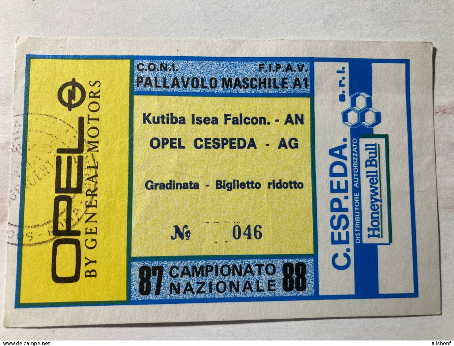 Biglietto Pallavolo Maschile A1 Opel Cespeda Agrigento - Kutiba Isea Falconara Ancona - Tickets - Entradas