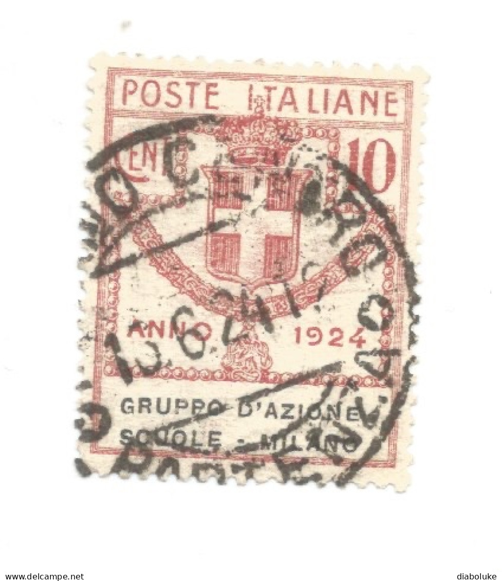 (REGNO D'ITALIA) 1924, GRUPPO D'AZIONE SCUOLE MILANO - Francobollo Usato, Annullo In Corso (CAT. SASSONE N.39) - Franquicia