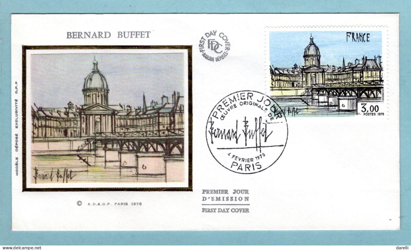 FDC France 1978 - Bernard Buffet - YT 1994 - Paris (soie) - 1970-1979