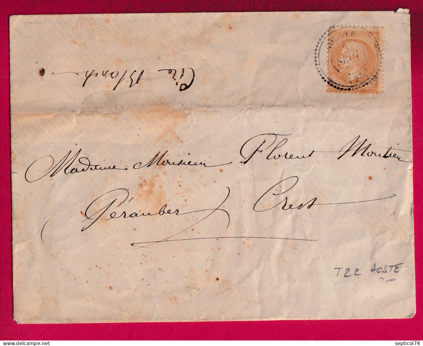 N°21 CAD TYPE22 AOUSTE DROME POUR CREST LETTRE - 1849-1876: Klassik