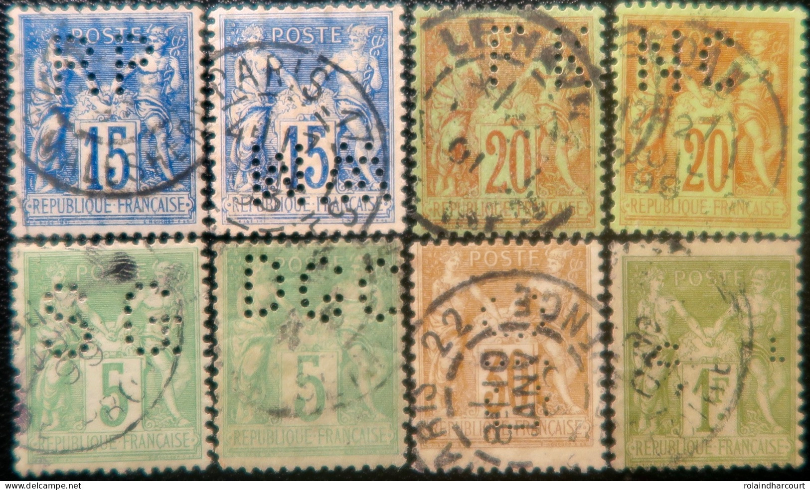 R1311/3030 - FRANCE - Timbres Au Type Sage Perforés : RP-MW-FK-NC-SG-DGC-CIC-CL - 1876-1898 Sage (Type II)