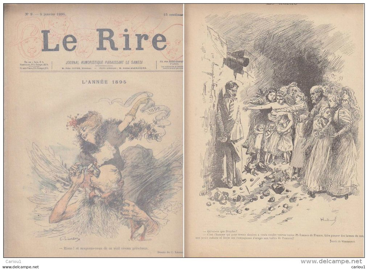 C1 LE RIRE Janvier 1895 AFFAIRE DREYFUS Caricatures HEIDBRINCK Et KIKERIKI Judaica PORT INCLUS France - 1801-1900