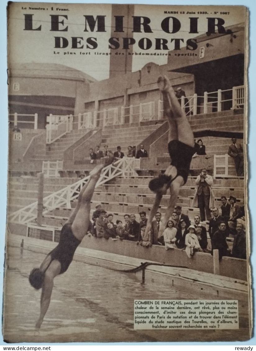 Le Miroir Des Sports - 12 Juin 1939 (N. 1067) - Andere & Zonder Classificatie