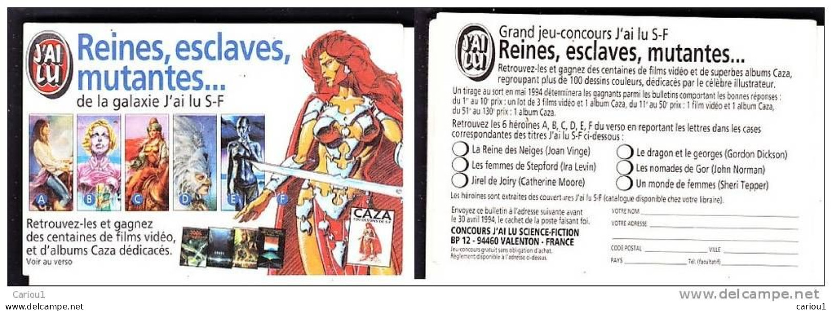 C1 CAZA Carte Concours HEROINES SF J Ai Lu 1994 PORT INCLUS France Metropolitaine - Ansichtskarten