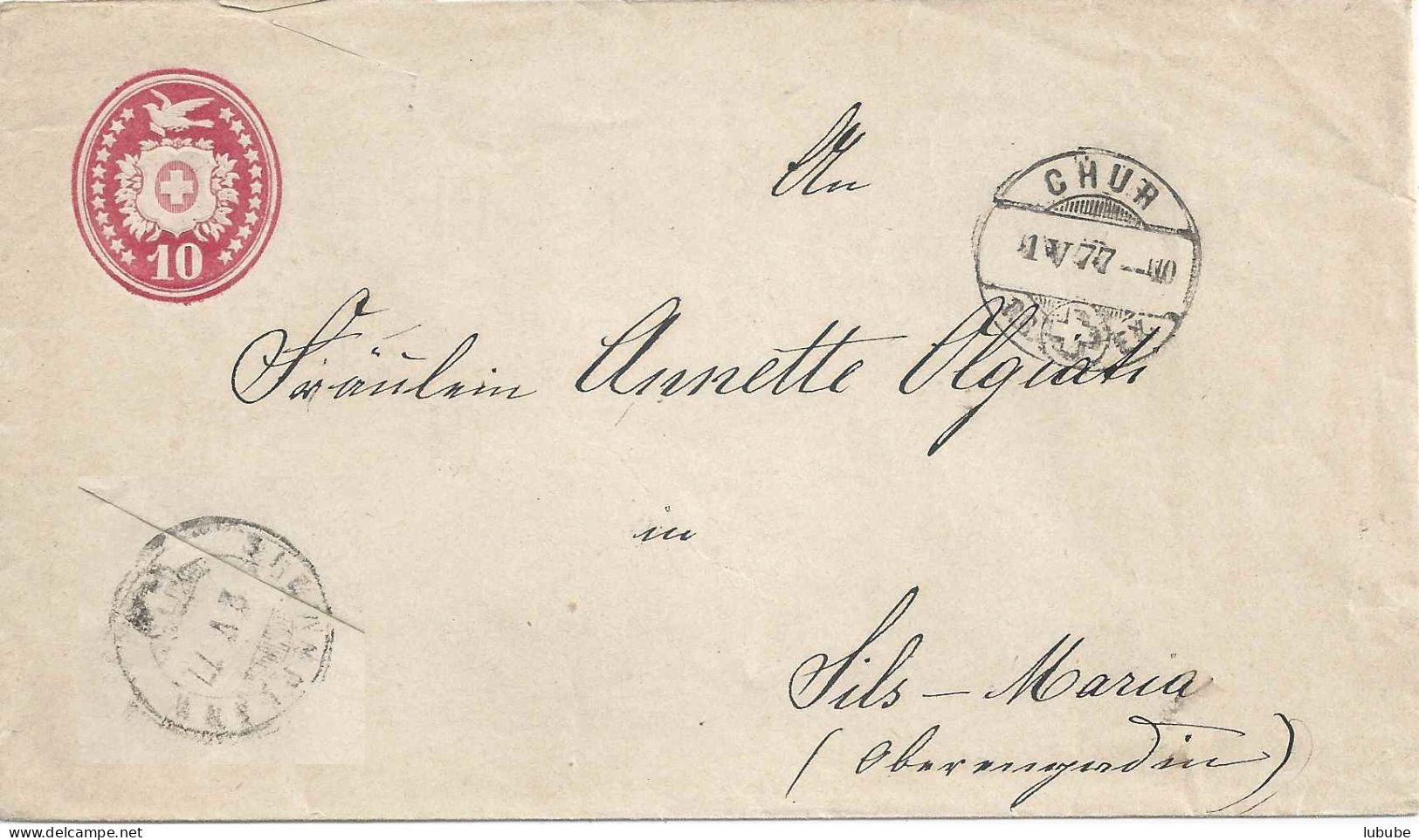 Tübli Brief 24  Chur - Silvaplana - Sils Maria        1877 - Enteros Postales