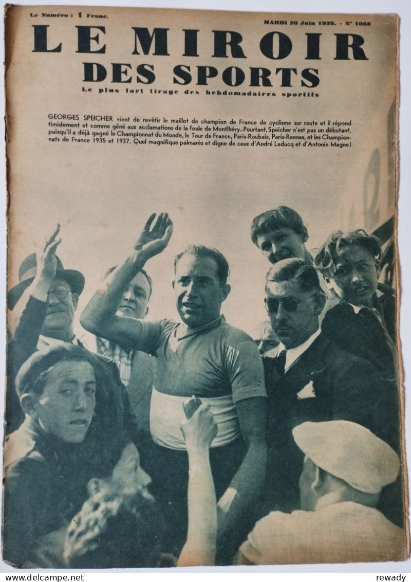 Le Miroir Des Sports - 20 Juin 1939 (N. 1068) - Sonstige & Ohne Zuordnung