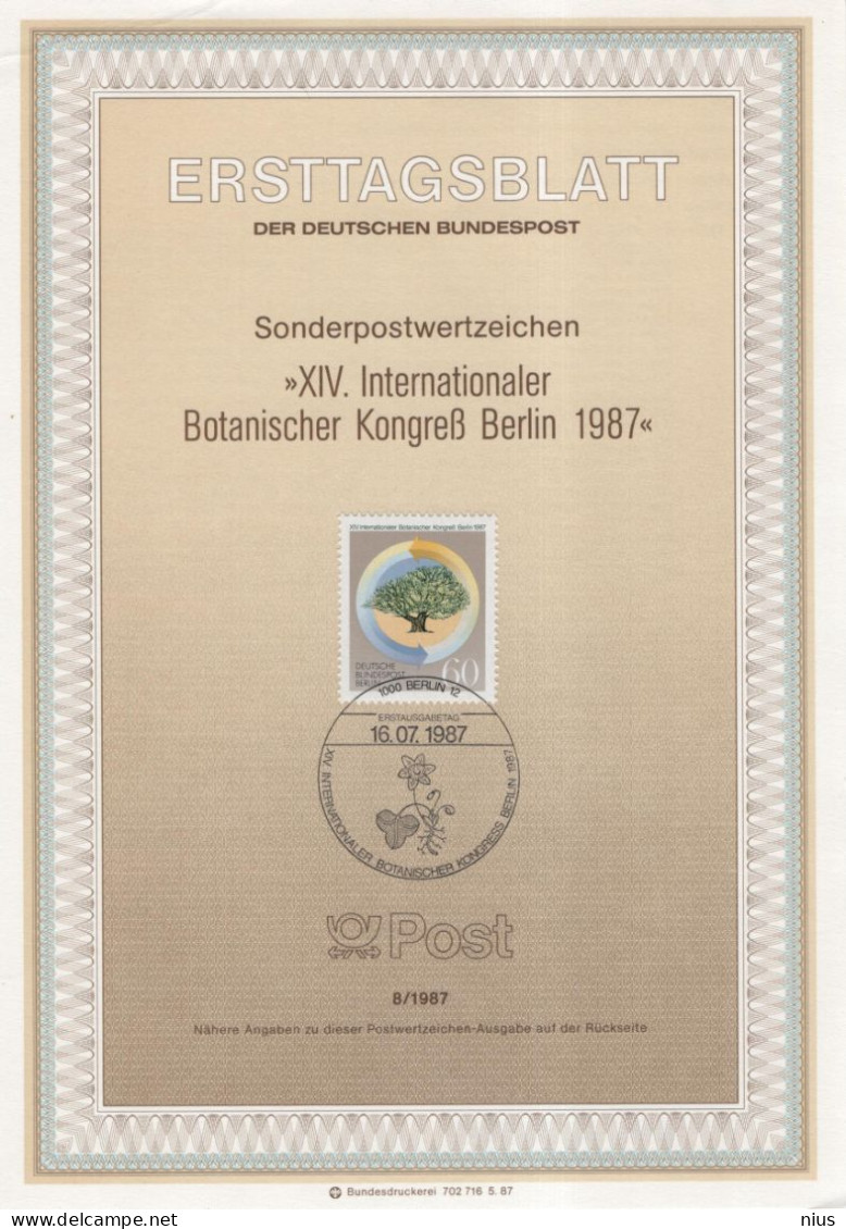 Germany Deutschland 1987-8 Botanischer Kongress Botany Conference Sonderstempel, Blume Flower, Canceled In Berlin - 1981-1990