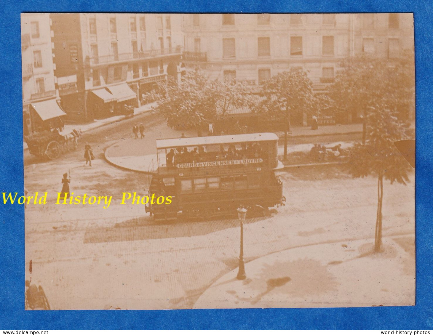Photo Ancienne Vers 1900 - PARIS - Boulevard / Avenue à Situer - Autobus / Omnibus " Cour De Vincennes / Louvre " - Rue - Oud (voor 1900)