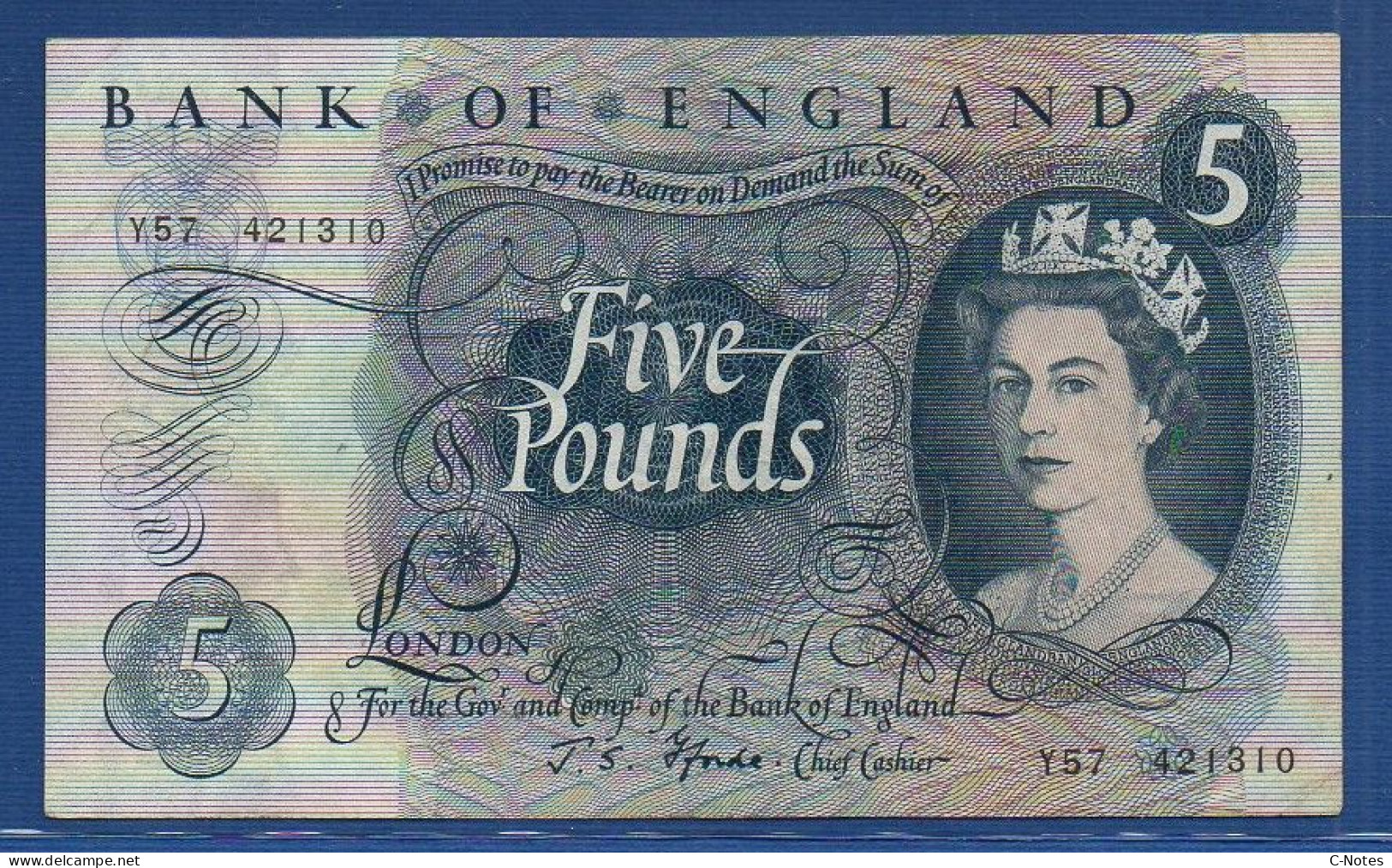 GREAT BRITAIN - P.375b – 5 Pounds ND (1963 - 1971) VF,  S/n Y57 421310 - 5 Pounds