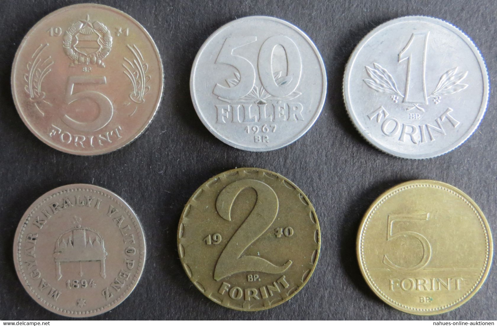 6 Münzen Ungarn 1894-1993 20 Filler - 5 Forint - Hongrie