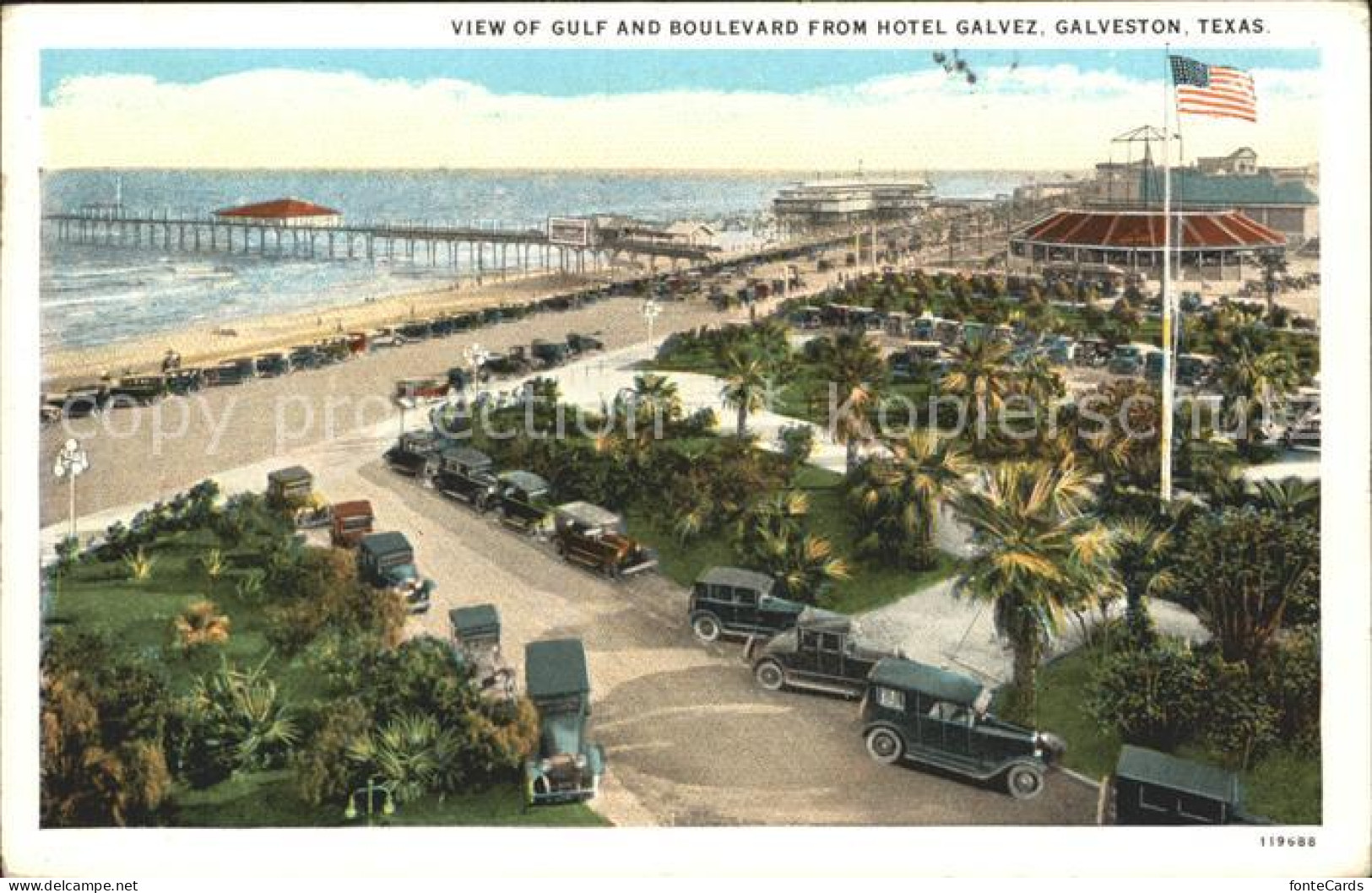 12176038 Galveston_Texas View Of Gulf And Boulevard From Hotel Galvez - Otros & Sin Clasificación