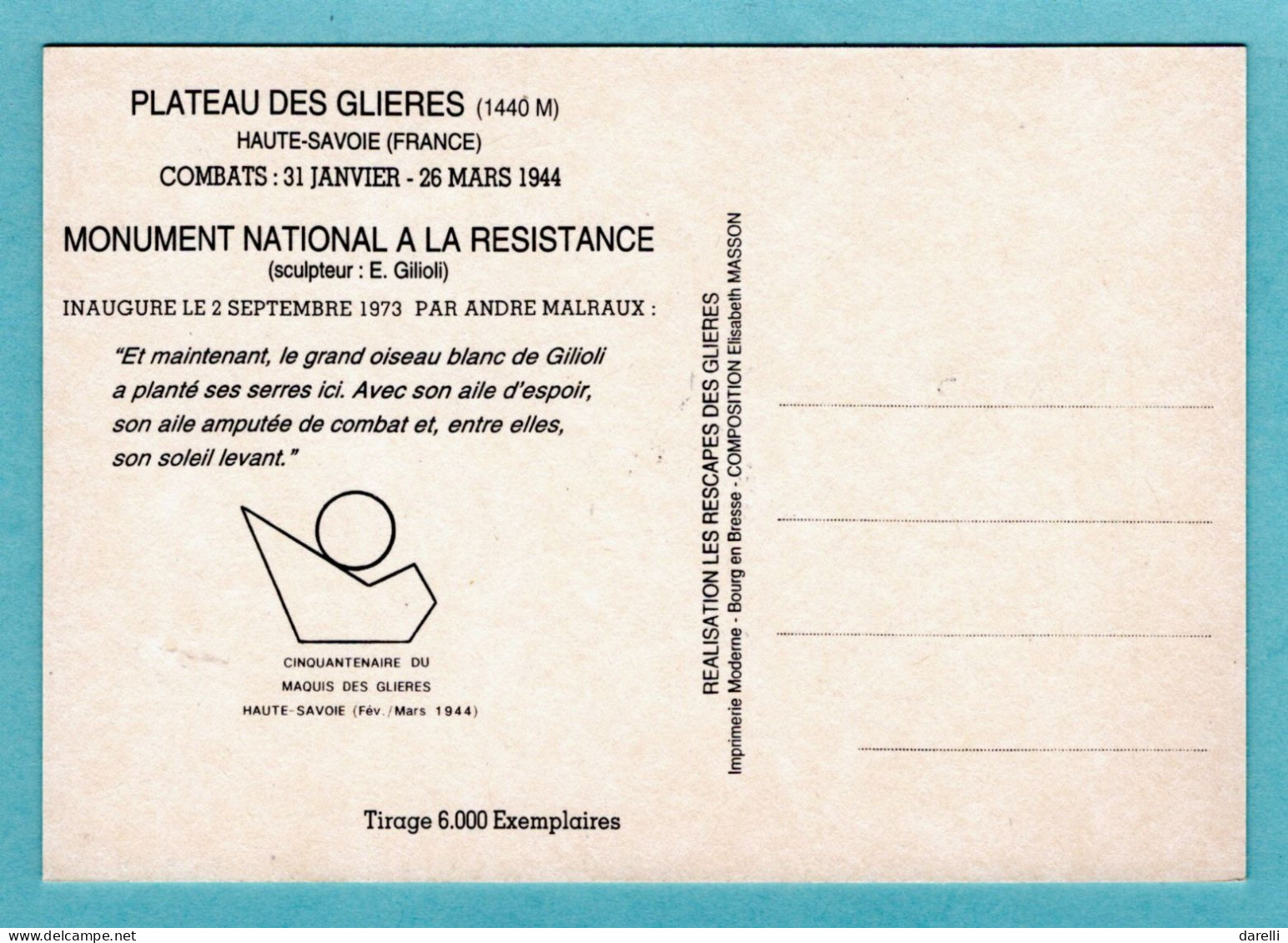 Carte Maximum 1994 - Hommage Aux Maquis - YT 2876 - 74 Thoren Glières - 1990-1999
