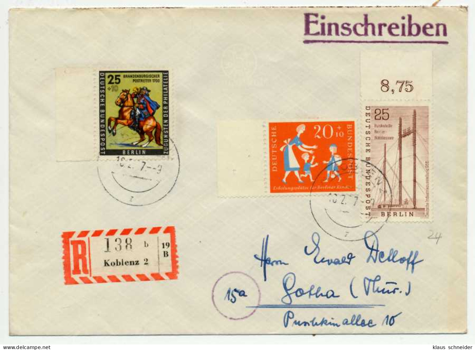 BERLIN 1956 Nr 157 Und 158 BRD 251 BRIEF MIF X70C686 - Storia Postale