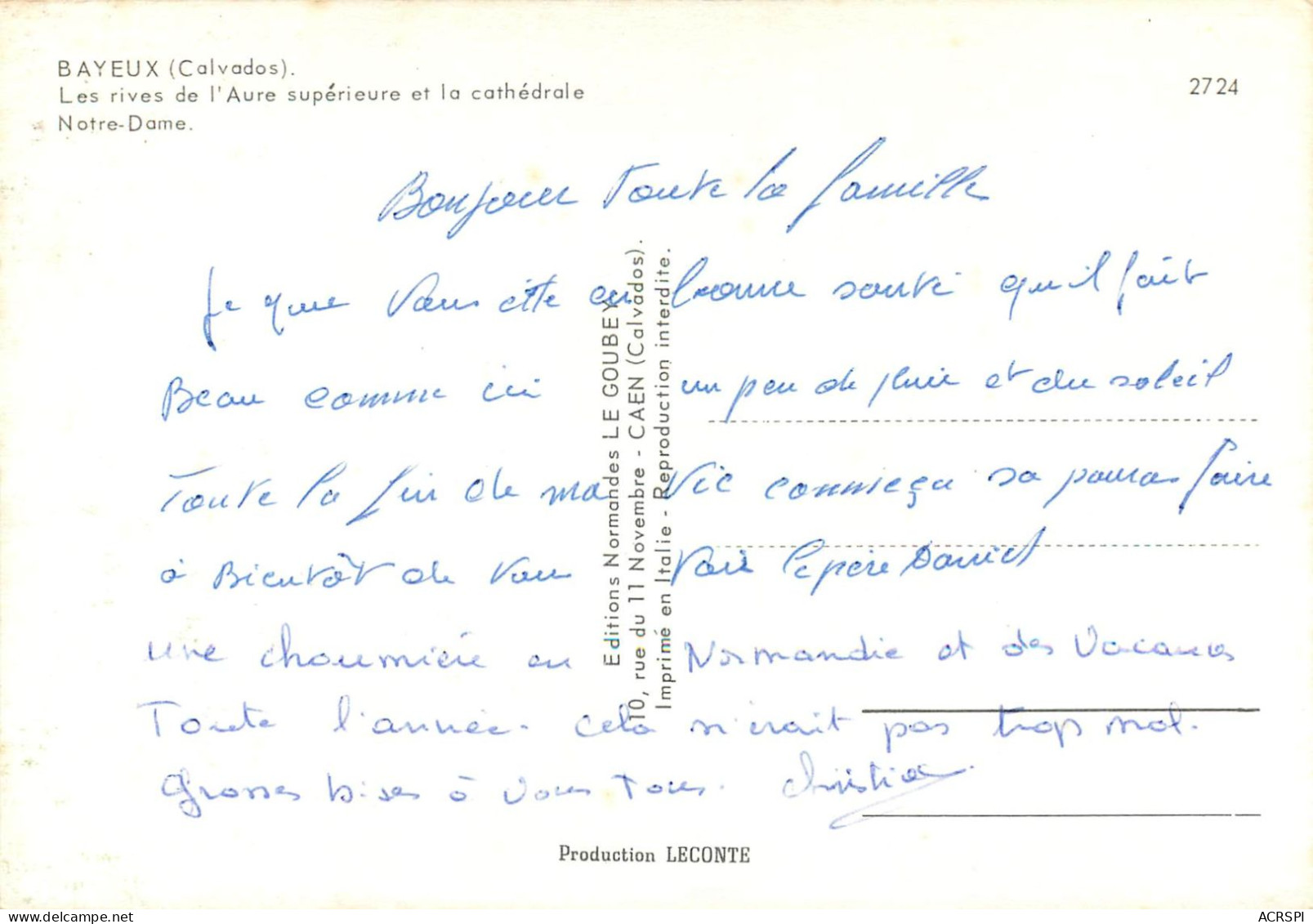BAYEUX Les Rives De L Aure Superieure Et La Cathedrale Notre Dame 24(scan Recto-verso) MC2402 - Bayeux