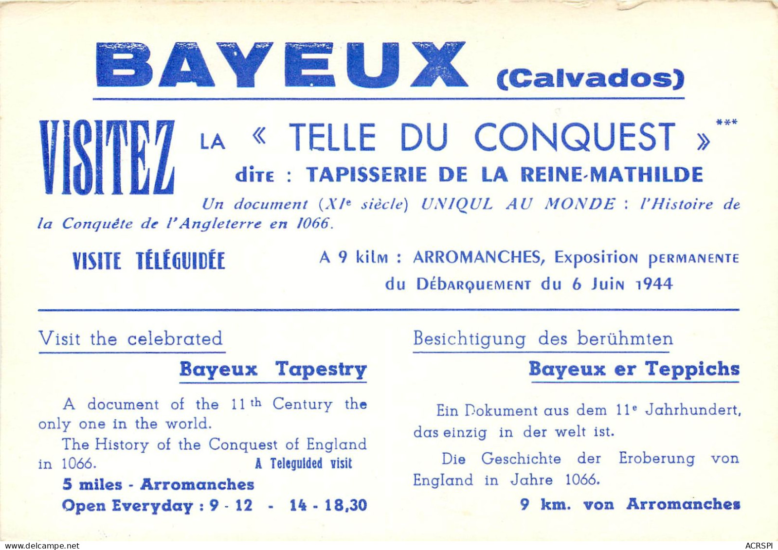 BAYEUX Visitez Telle Du Conquest 18(scan Recto-verso) MC2402 - Bayeux