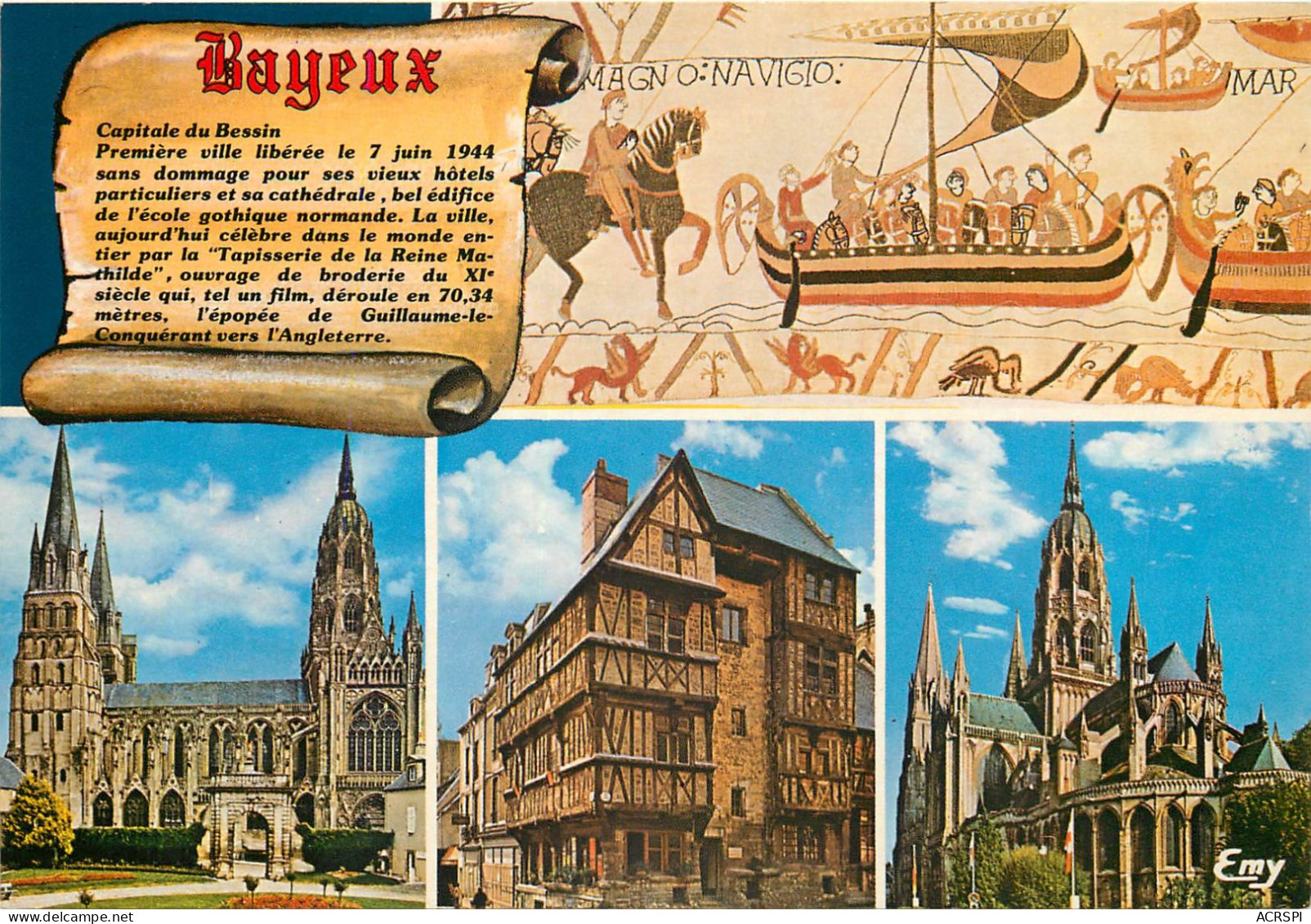 BAYEUX Tapisserie De La Reine Mathilde La Facade Sud De La Cathedrale Notre Dame 5(scan Recto-verso) MC2402 - Bayeux