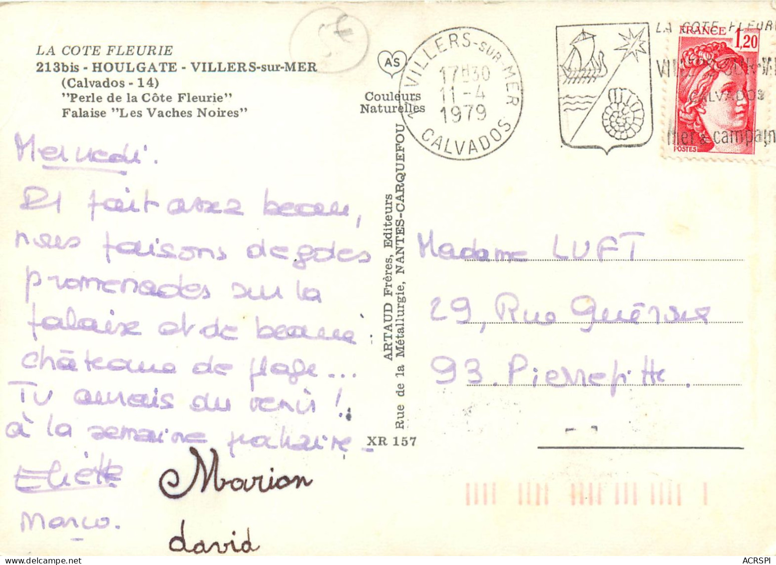 HOULGATE VILLERS SUR MER Falaise Les Vaches Noires Perle De La Cote Fleurie 16(scan Recto-verso) MC2401 - Houlgate