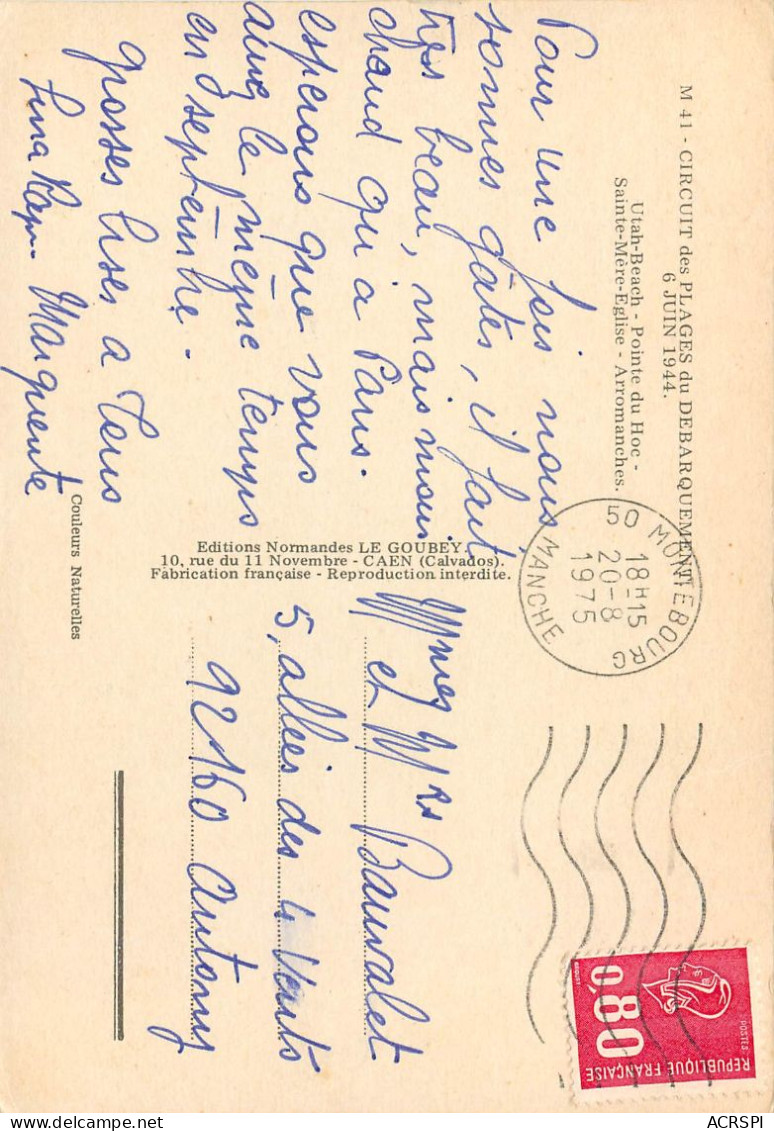 CIRCUIT DES PLAGES DU DEBARQUEMENT 6 Juin 1944 Utah Beach 29(scan Recto-verso) MC2400 - Otros & Sin Clasificación