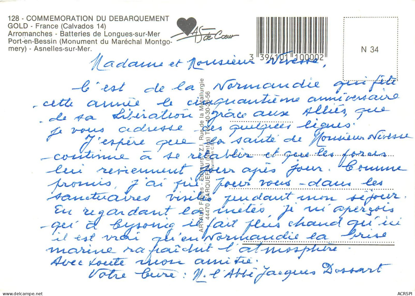 COMMEMORATION DU DEBARQUEMENT GOLD Arromanches 9(scan Recto-verso) MC2400 - Arromanches