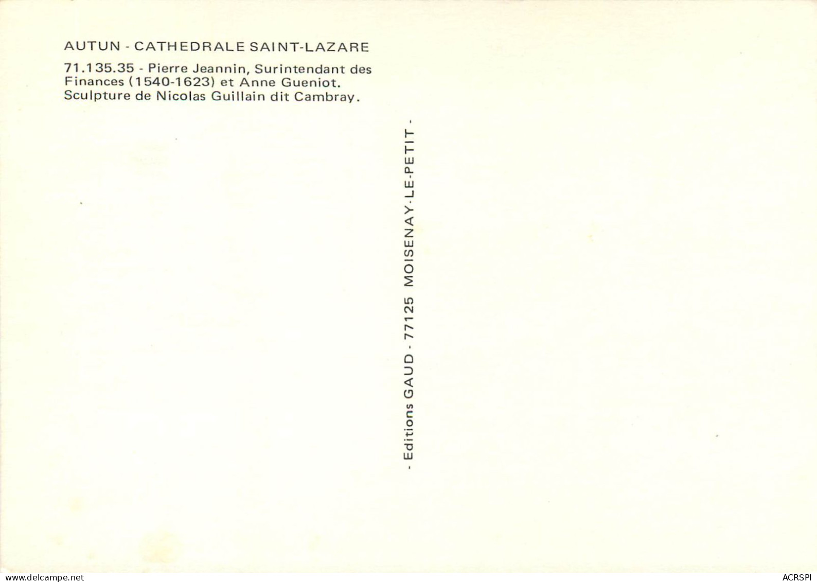 AUTUN Cathedrale Saint Lazare Pierre Jeannin 18(scan Recto-verso) MC2436 - Autun