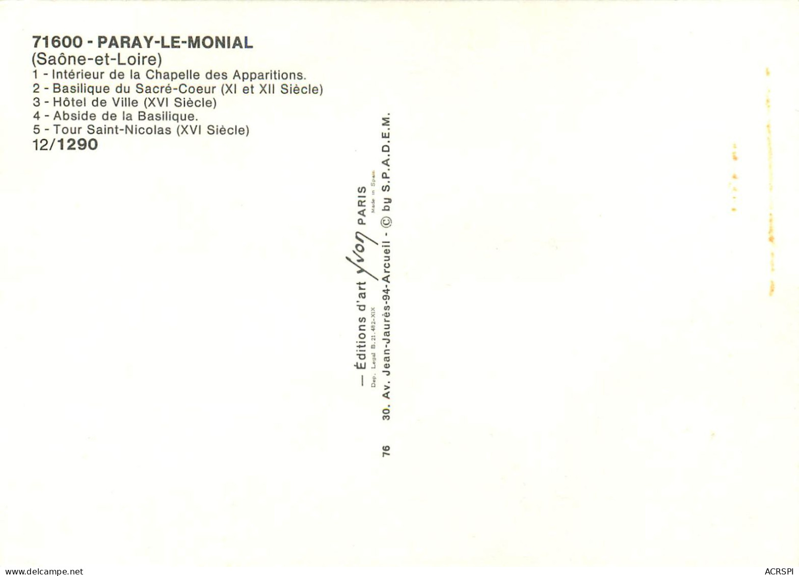 PARAY Le Monial Interieur De La Chapelle Des Apparitions 23(scan Recto-verso) MC2434 - Paray Le Monial