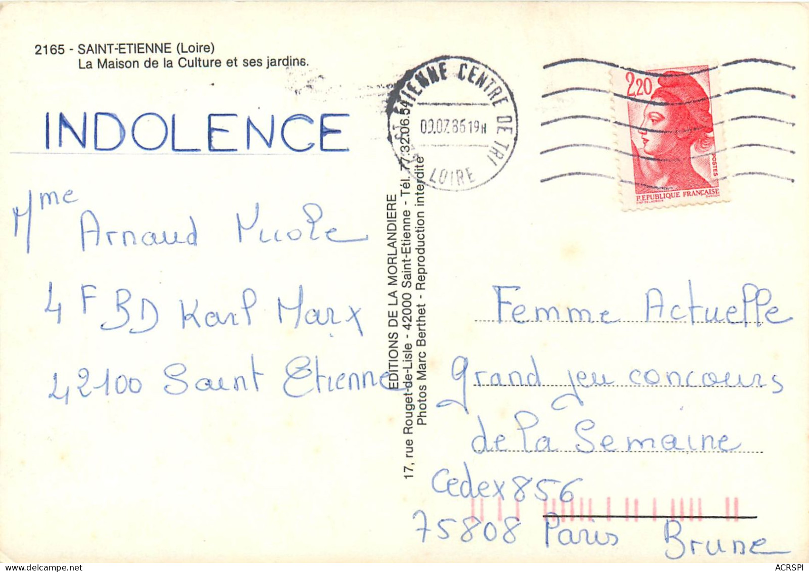 SAINT ETIENNE  La Maison De La Culture Et Ses Jardins 12(scan Recto-verso)MC2433 - Saint Etienne