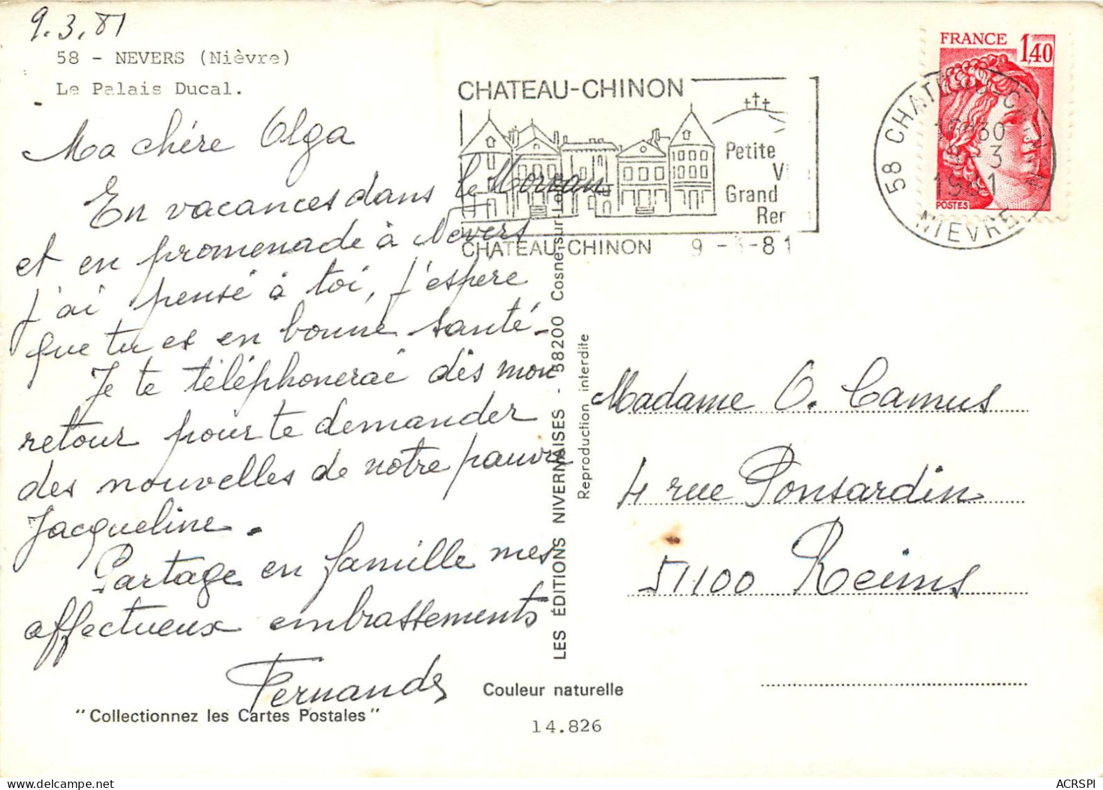 NEVERS Le Palais Ducal 198(scan Recto-verso) MC2427 - Nevers