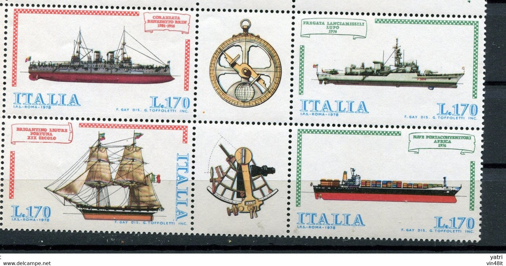 1978 -  ITALIA REPUBBLICA  - COSTRUZIONI NAVALI ITALIANE    -  FOGLIETTO SERIE COMPLETA  DI  4  VALORI -   NUOVI - 1971-80: Mint/hinged