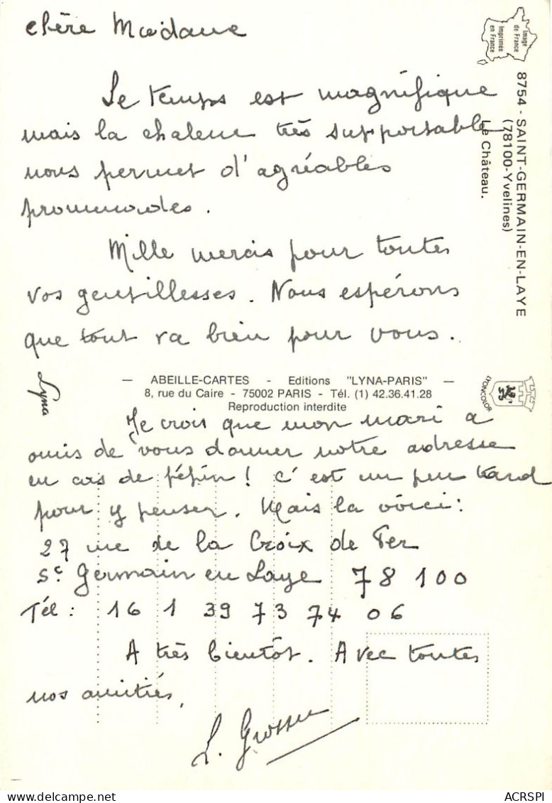SAINT GERMAIN EN LAYE Le Chateau 11(scan Recto-verso) MC2449 - St. Germain En Laye