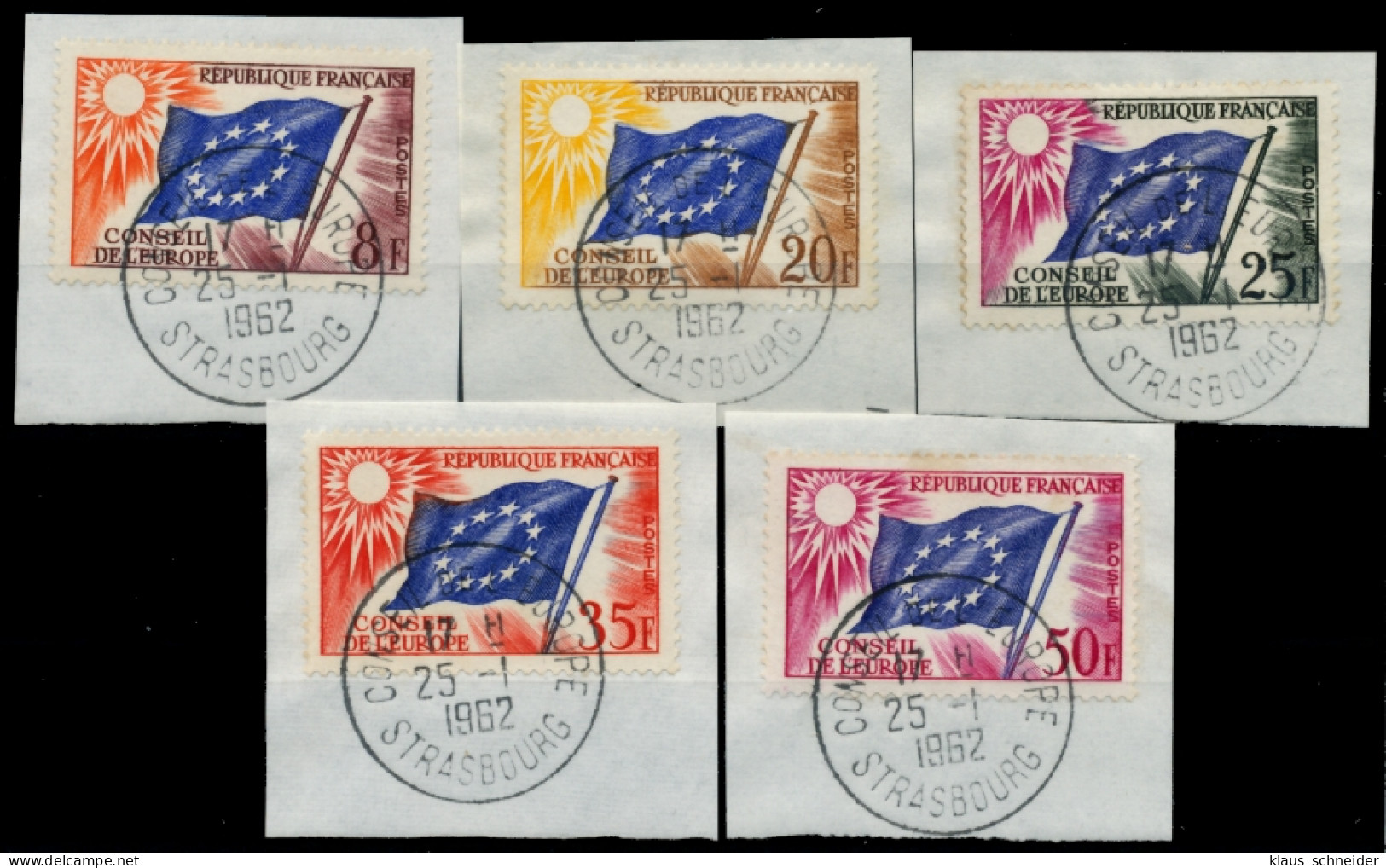 FRANKREICH DIENSTMARKEN EUROPARAT Nr 2-6 ZENTR- X82AA16 - Used