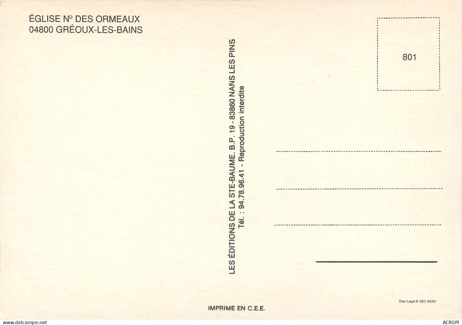 GREOUX LES BAINS Eglise N Des Ormeaux 22(scan Recto-verso) MC2446 - Gréoux-les-Bains