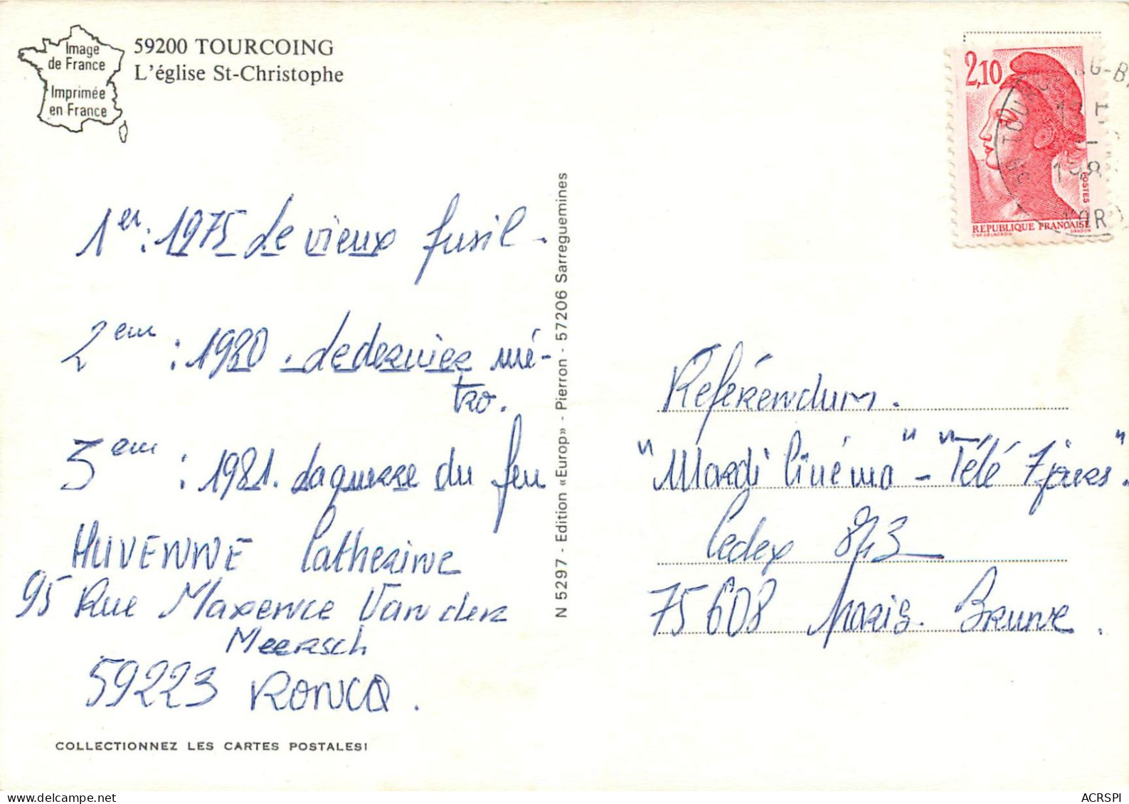  L Eglise Saint Christophe De TOURCOING 9(scan Recto-verso) MC2443 - Tourcoing