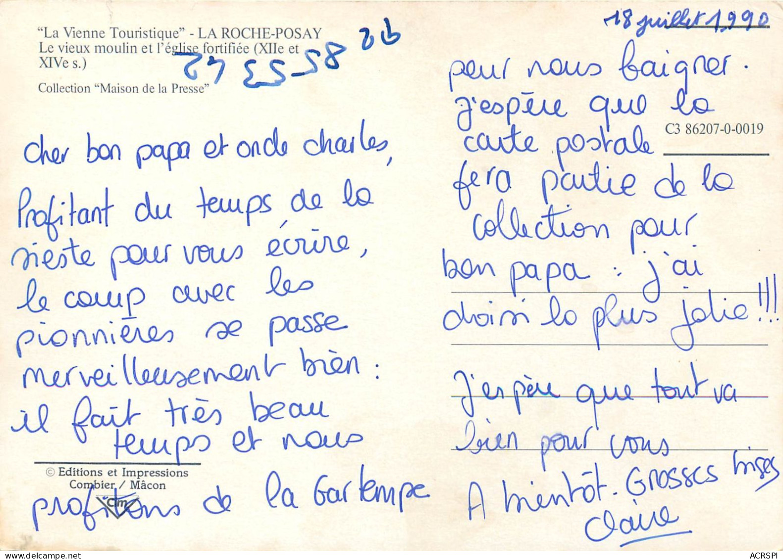 LA ROCHE POSAY Le Vieux Moulin Et L Eglise Fortifiee 14(scan Recto-verso) MC2442 - La Roche Posay