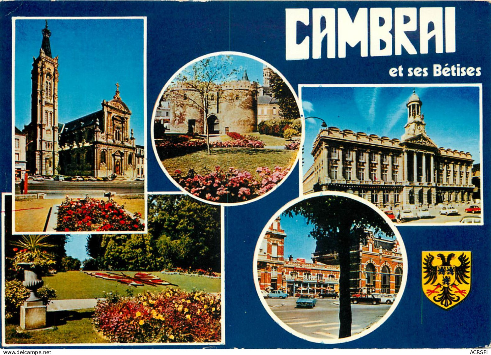 CAMBRAI La Cathedrale Le Papillon La Porte De Paris Hotel De Ville La Gare 21(scan Recto-verso) MC2440 - Cambrai