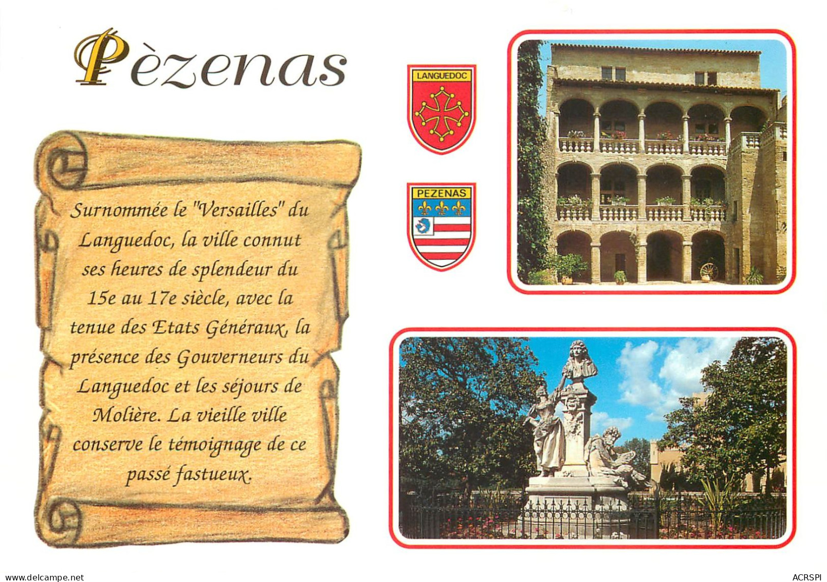PEZENAS L Hotel D Alfonce Statue De Molkiere 27(scan Recto-verso) MC2472 - Pezenas
