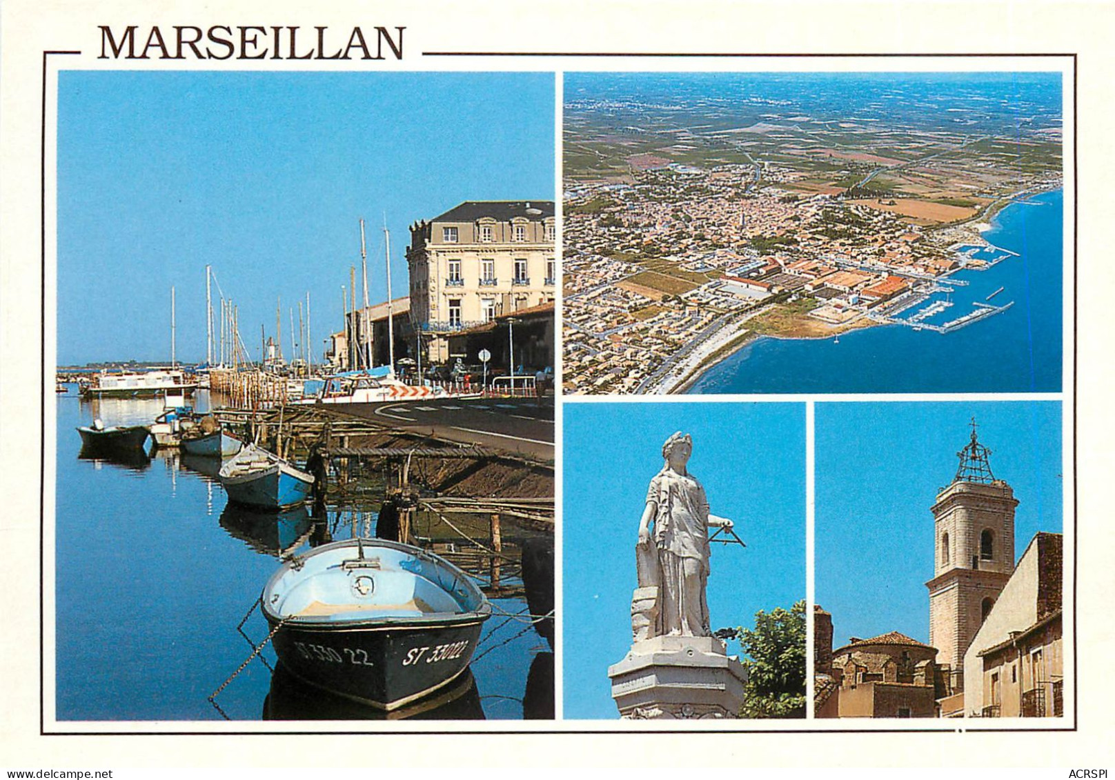 MARSEILLAN Le Port Vue Aerienne Statue De Marianne 3(scan Recto-verso) MC2470 - Marseillan