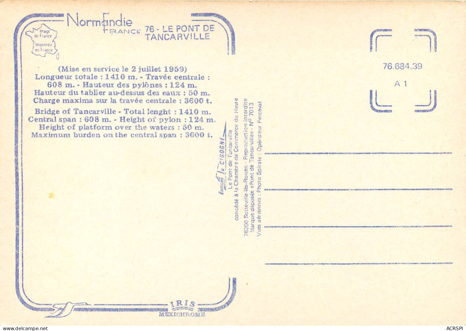 LE PONT DE TANCARVILLE 12(scan Recto-verso) MC2465 - Tancarville