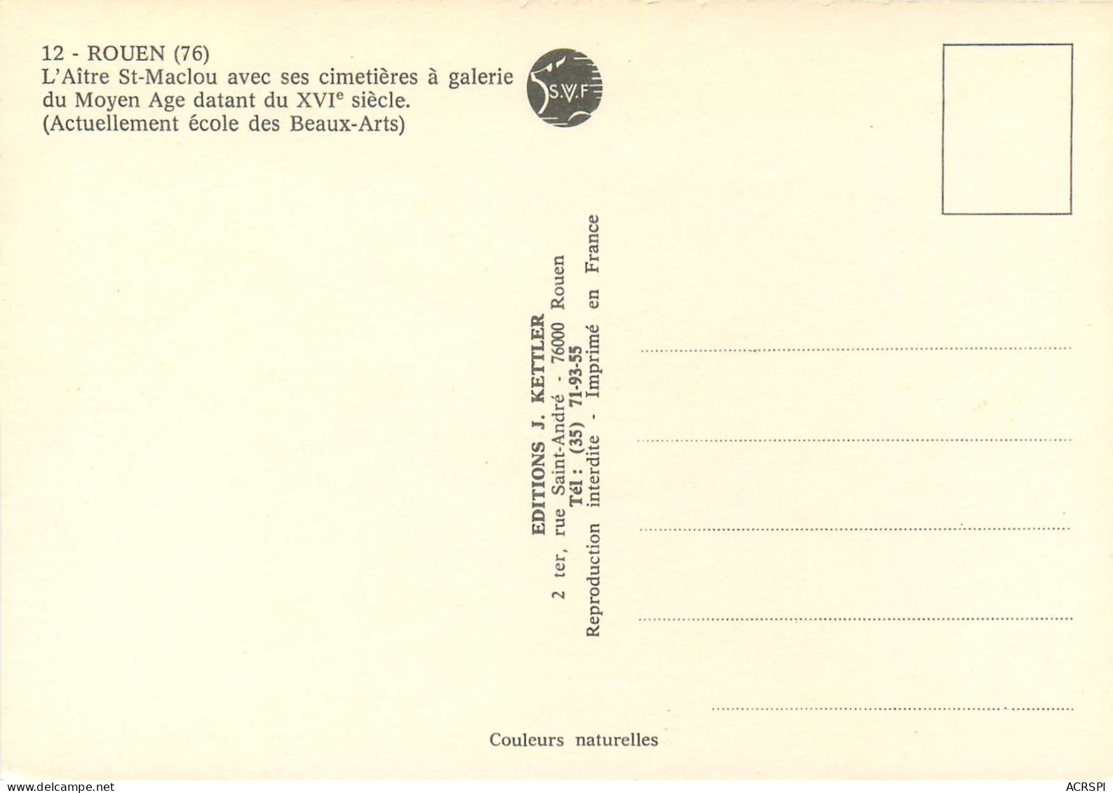 ROUEN L Aitre St Maclou Avec Ses Cimetieres A Galerie 7(scan Recto-verso) MC2496 - Rouen