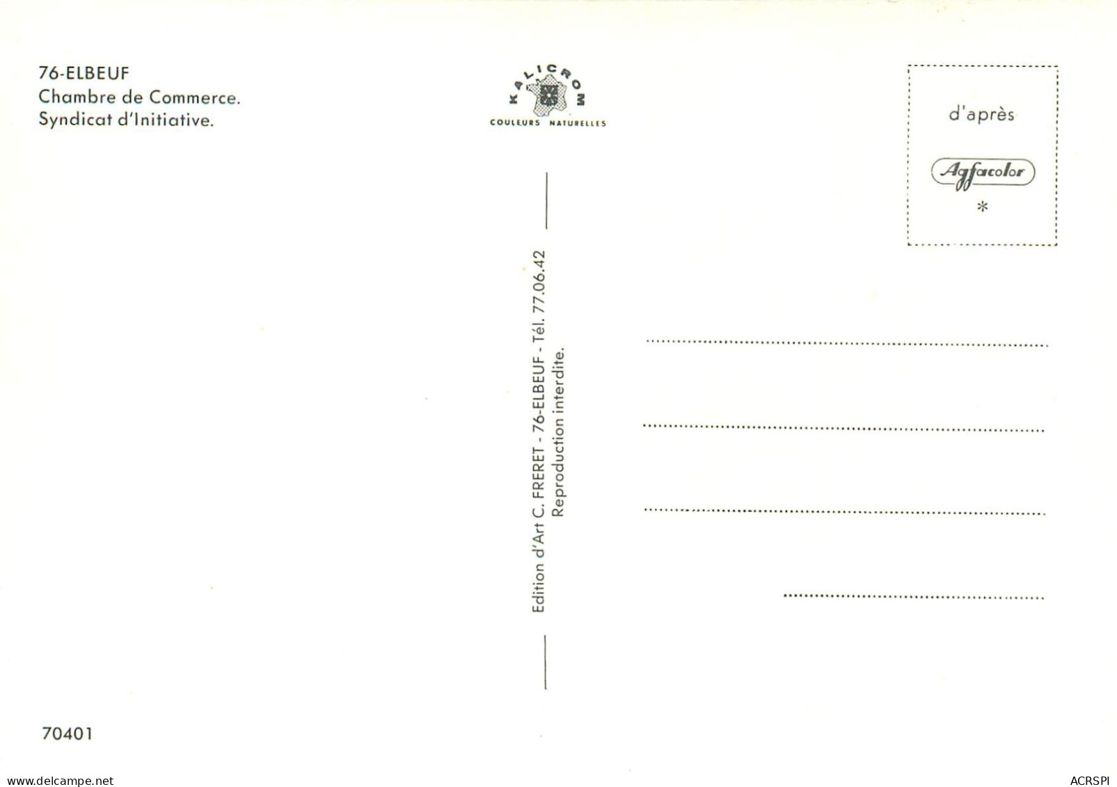 ELBEUF Chambre De Commerce Syndicat D Initiative 7(scan Recto-verso) MC2495 - Elbeuf