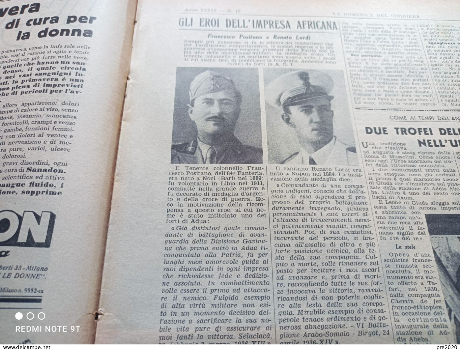 LA DOMENICA DEL CORRIERE 1937 NOCI BARI COLLE SALVETTI NICASTRO SAN DAMIANO D’ASTI - Autres & Non Classés