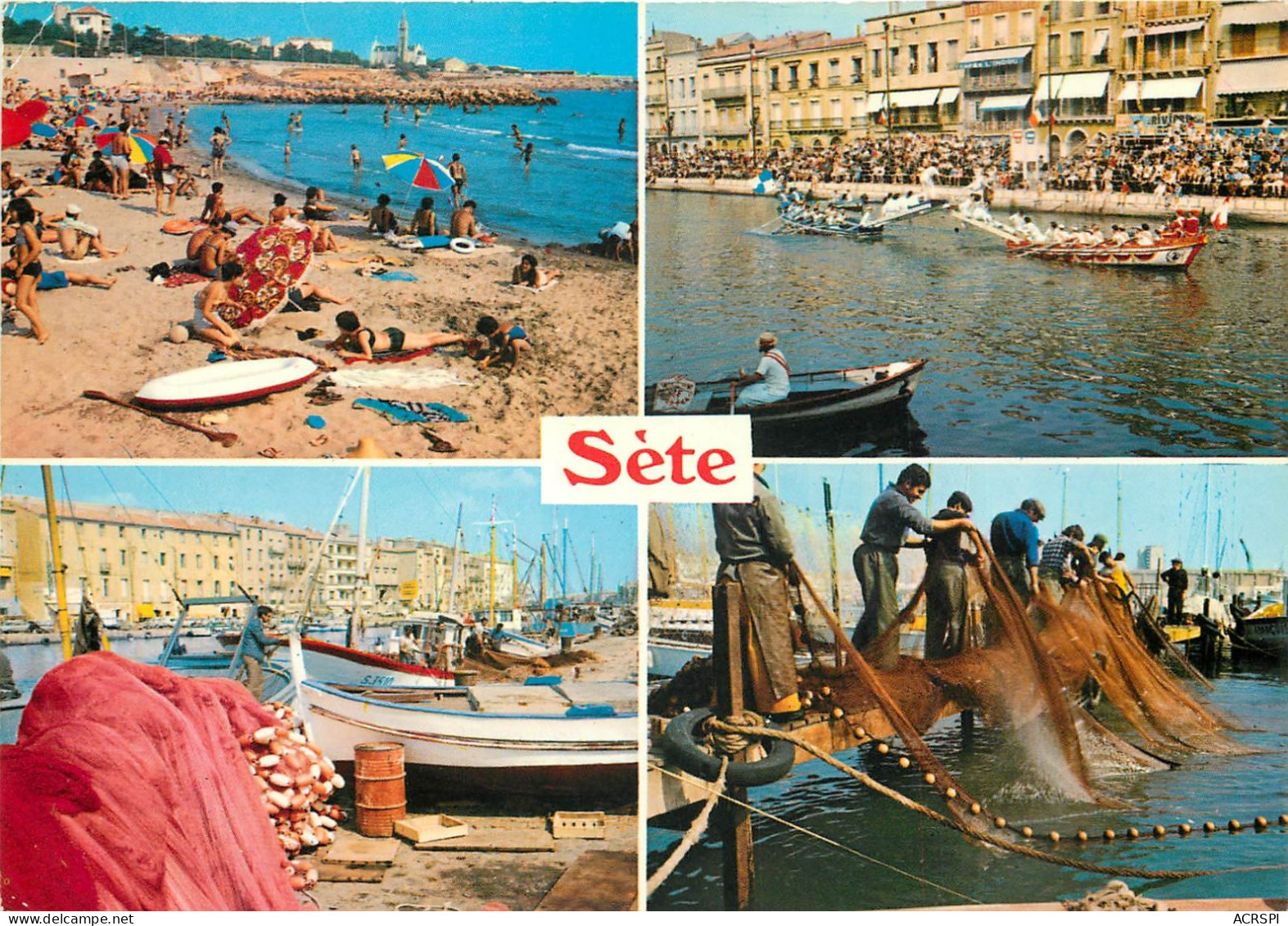 SETE La Plage Les Joutes Sur Le Cananl 28(scan Recto-verso) MC2482 - Sete (Cette)