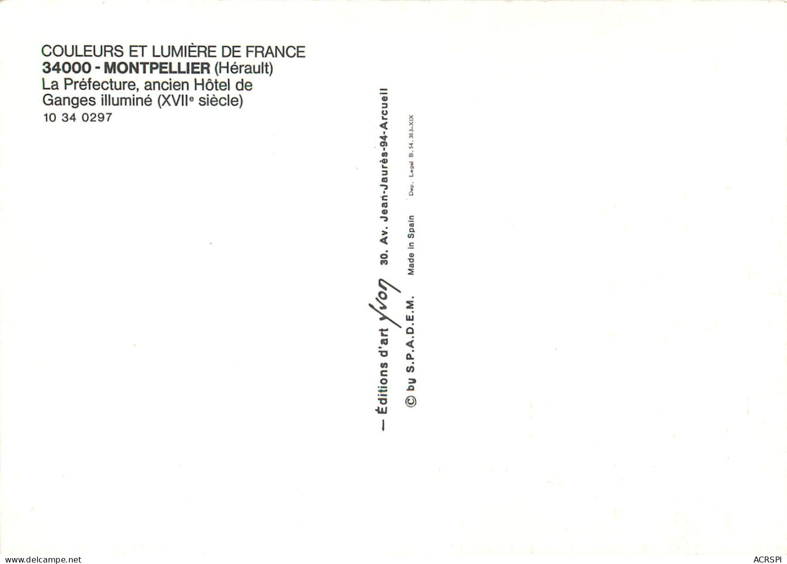 MONTPELLIER La Prefecture Ancien Hotel De Ganges Illumine 20(scan Recto-verso) MC2480 - Montpellier