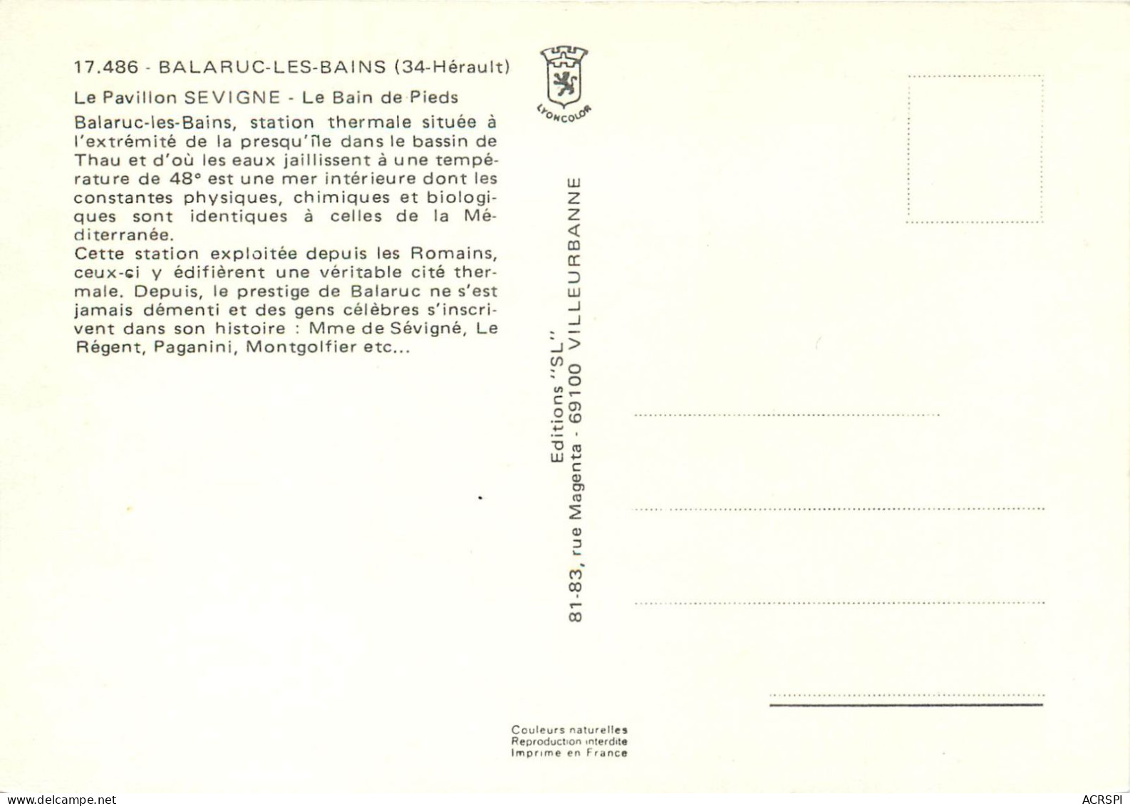 BALARUC LES BAINS Le Pavillon Sevigne Le Bains De Pieds 9(scan Recto-verso) MC2480 - Autres & Non Classés