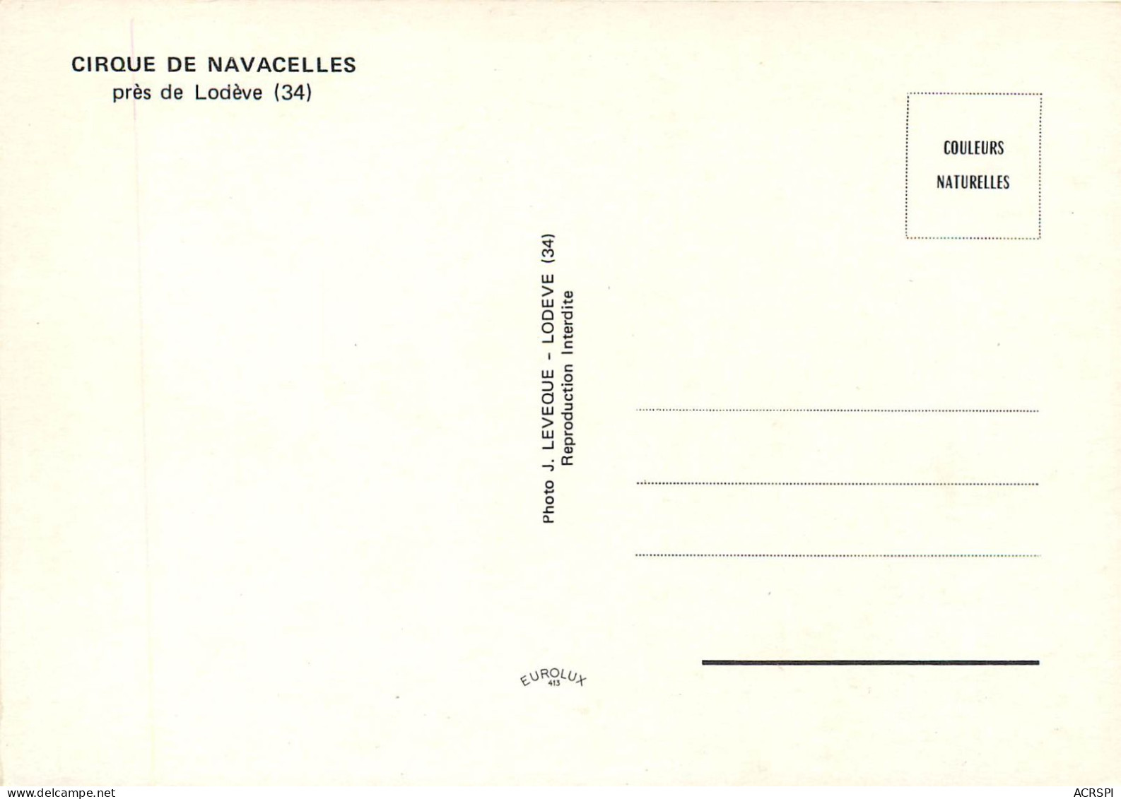 CIRQUE DE NAVACELLES Pres De LODEVE 25(scan Recto-verso) MC2478 - Other & Unclassified